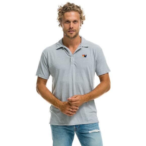 Aviator Nation Polo Shirt Small Light Grey Tri-Blend Soft Vintage Look - Picture 2 of 14